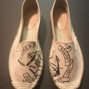 RALPH LAUREN Dillan, Cream/Navy,Espadrilles,Sz:11B